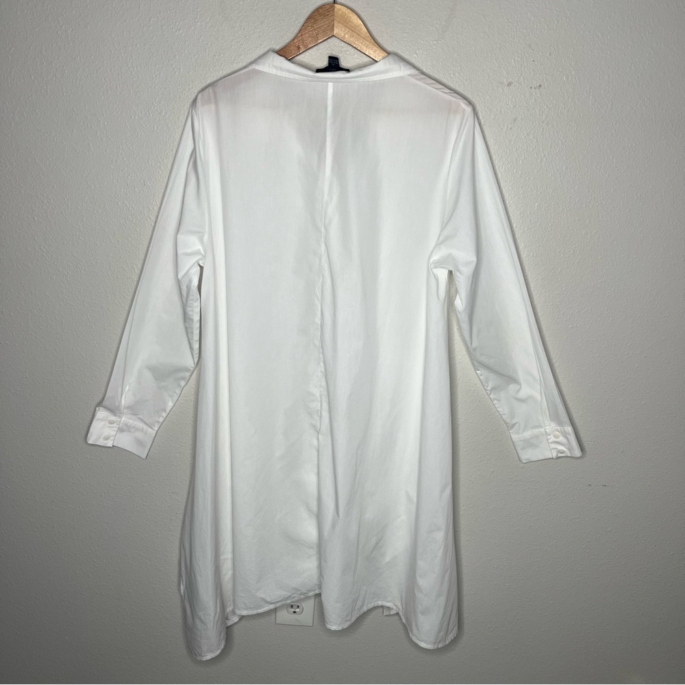 Luukaa White Cotton Poplin Asymmetrical Button Down Shirt Tunic Lagenlook Layer - Picture 3 of 10